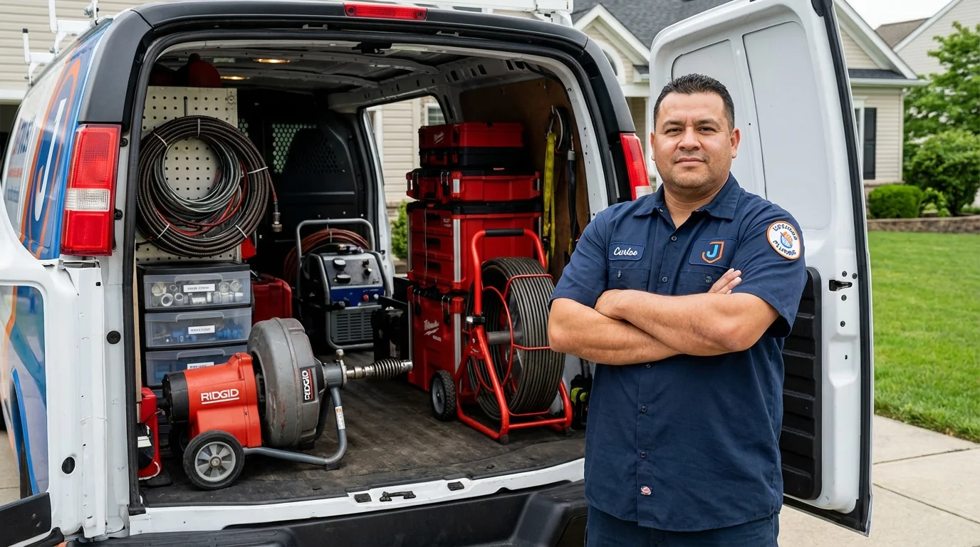 Professional drain cleaning equipment and Johns Plumbing LLC plumber in Willow Street