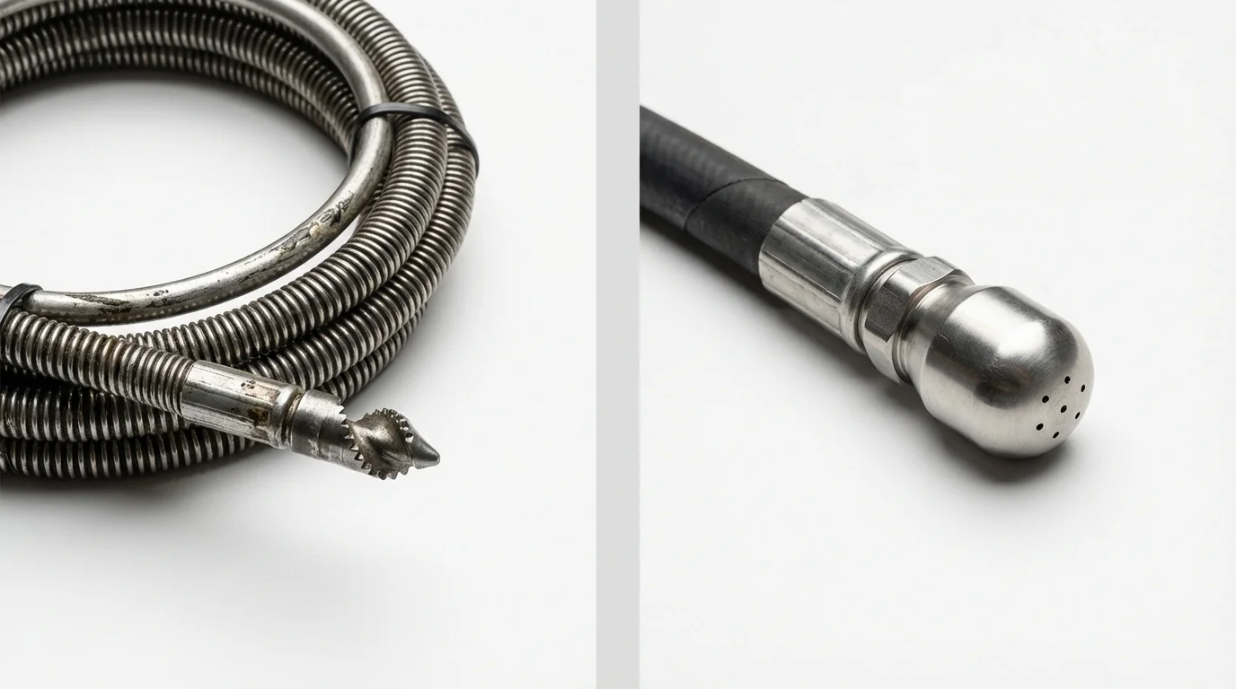 Drain snake cable and hydro jetting nozzle used for drain cleaning in Willow Street, PA