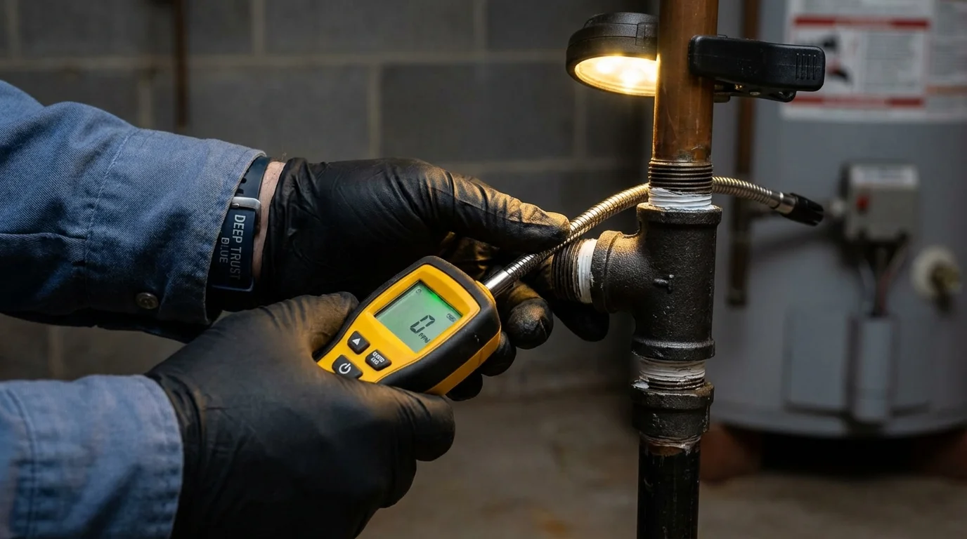 Gas leak detection with electronic sniffer by Johns Plumbing LLC in Willow Street