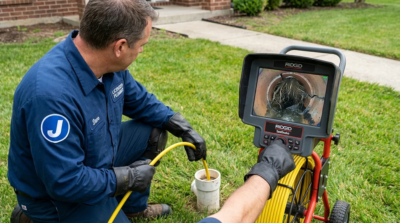 Sewer camera inspection being performed by Johns Plumbing LLC in Willow Street